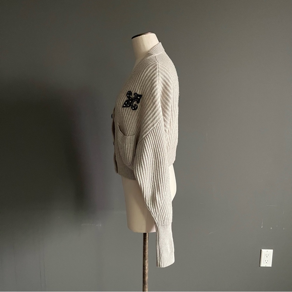 The Kooples Wool Cashmere Cardigan Crest Patch Ov… - image 4